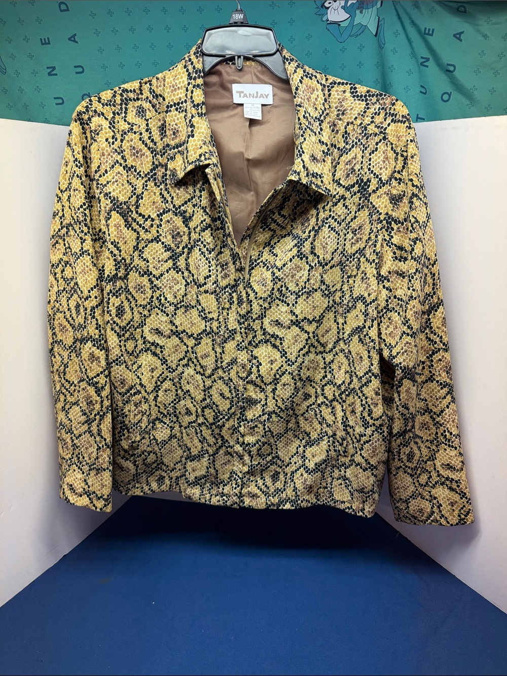 TanJay Yellow Snake-Print Zip Blazer Jacket